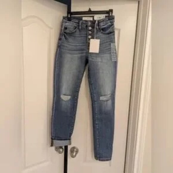 New Kancan straight skinny jeans with exposed button fly. size 7/27. NWT - Picture 1 of 4